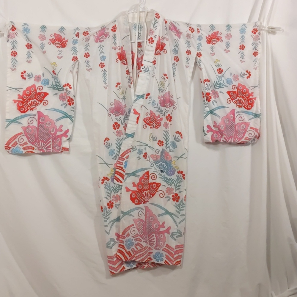 Antique Kimono butterfly cornflower perfect condit